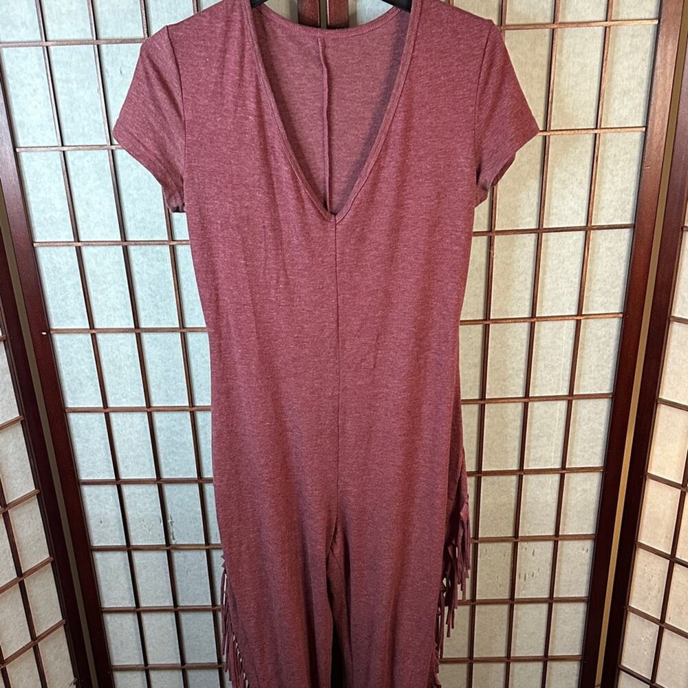 Source Unknown Maroon Jumpsuit with Fringe